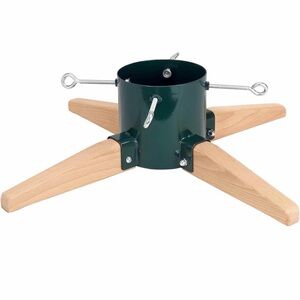 Christmas Tree Stand for Live Tree 8ft, Metal and Beech Hardwood Christmas Tree